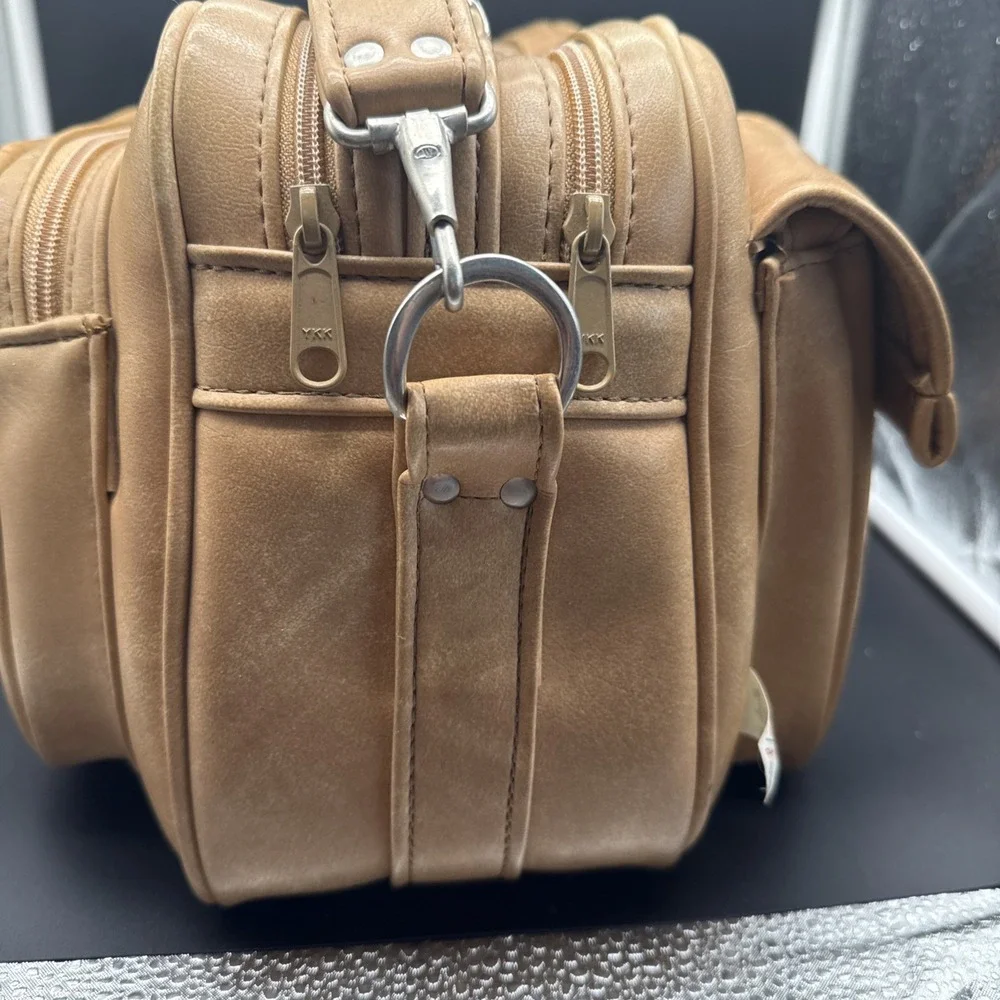 Vintage Marsand Camera Bag 60s Heavy Padded Large Tan Leather Fabric Made in USA